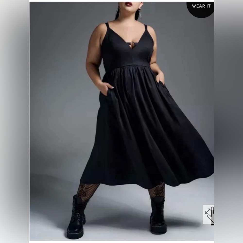 Torrid Nightfall Metal Detail MIDI Apron Dress size 2